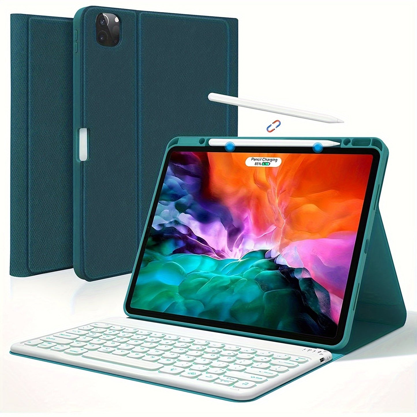 For IPad Pro 12.9 Inch Case With Keyboard Compatible For IPad 12.9-inch 2022/2021/2020 (6th/5th/4th Gen) With Pencil Holder, Smart Folio Tablet Cover With 7 Color Backlit Detachable Wireless Keyboard