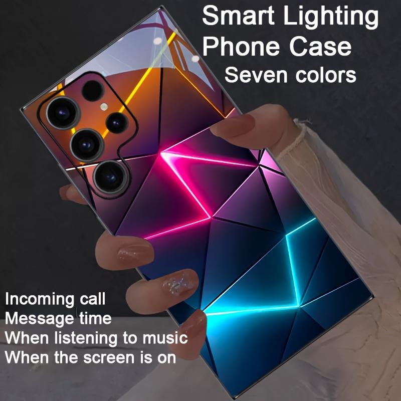 Colorful Diamond-shaped Colorful Smart Voice-controlled Flashing Mobile Phone Case, Suitable For IPhone 15 Pro Max/14 Pro Max/11/12 Pro Max/13 Pro Max, For Samsung S24 Ultra/S23 Ultra/S22 Ultra/S21 Ultra/S20 Ultra