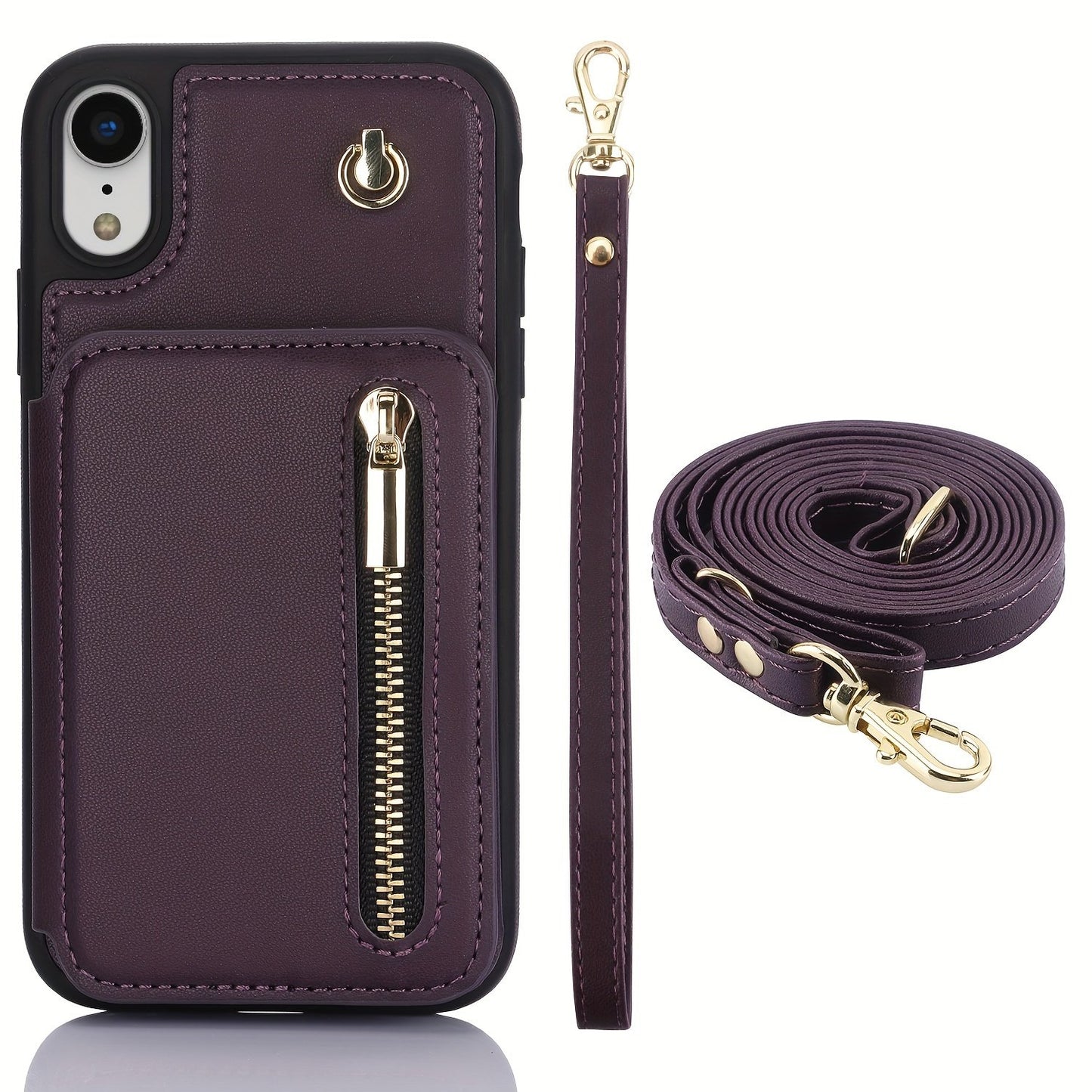 Crossbody PU Leather Back Case For IPhone 15 14 13 12 11 Pro X XS Max XR 8 7 Plus Ultra SE SE2 SE3 5G 2022 2020 Zipper Lanyard Wallet Card Slot Magnetic Stand Phone Cover