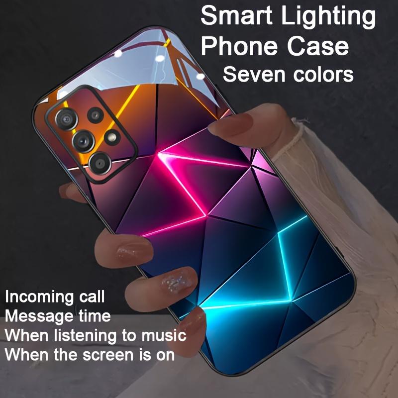 Colorful Diamond-shaped Colorful Smart Voice-controlled Flashing Mobile Phone Case, Suitable For IPhone 15 Pro Max/14 Pro Max/11/12 Pro Max/13 Pro Max, For Samsung S24 Ultra/S23 Ultra/S22 Ultra/S21 Ultra/S20 Ultra