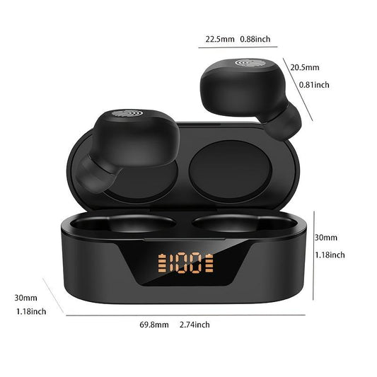 TWS headset wireless headset sports headset stereo, cell phone hi fi stereo music with microphone noise reduction display. Suitable for Apple Xiaomi Huawei
