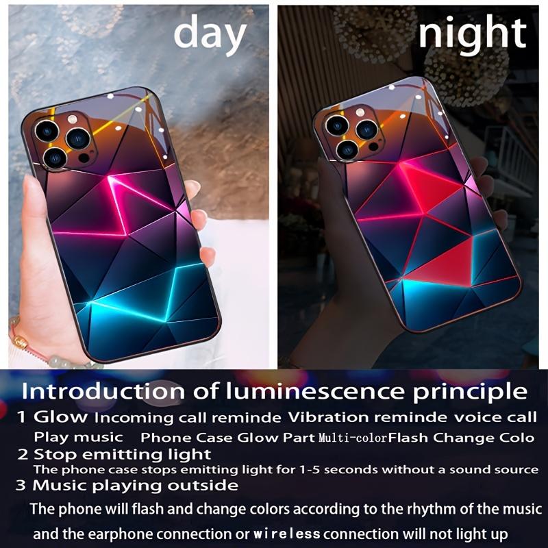 Colorful Diamond-shaped Colorful Smart Voice-controlled Flashing Mobile Phone Case, Suitable For IPhone 15 Pro Max/14 Pro Max/11/12 Pro Max/13 Pro Max, For Samsung S24 Ultra/S23 Ultra/S22 Ultra/S21 Ultra/S20 Ultra