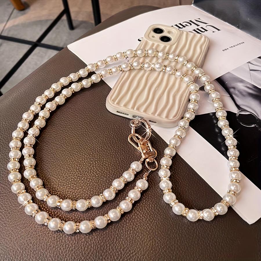 Mobile Phone Lanyard Extended Slung Women's Phone Lanyard Inlaid With Rhinestones, Pearls, Beaded Chain, Bag Strap Chain, Metal Hook, Detachable Mobile Phone Case Anti-loss Lanyard, Universal Mobile Phone Case Lanyard