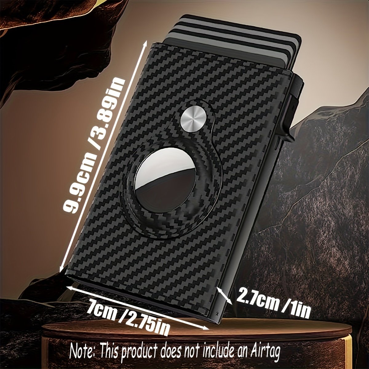 1pc Men's Anti-theft Scan For Airtag, Carbon Fiber Trifold Card Holder, Magnetic Suction Card Box