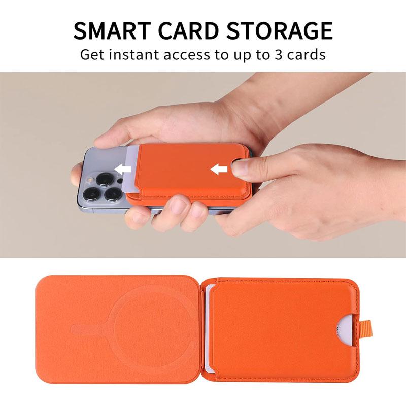 Vegan Leather Phone Wallet Stand Magnetic Card Wallet Organizer Card Holder Secure Design for iPhone mobile magnetic card holder