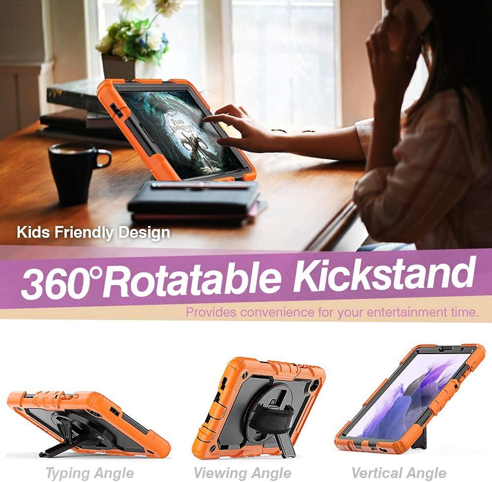 Samsung Galaxy Tab A7 Lite Case 8.7 inch 2021(SM-T220/T225/T227), with Screen Protector Pencil Holder Kids Shockproof Silicone Cover 360 Stand Hand Strap for Galaxy Tablet A7 lite,Purple