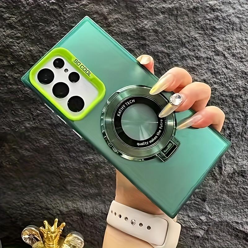 This Innovative Design Soft Border Phone Case With Laser Double-Layer Colorful Silver Magnetic Suction Ring And Circular Folding Bracket Is Suitable For Samsung Phones SAMSUNG Galaxy S24 S23 S22 Plus + Note 20 Ultra Note20 S 24 Plus Ultra.