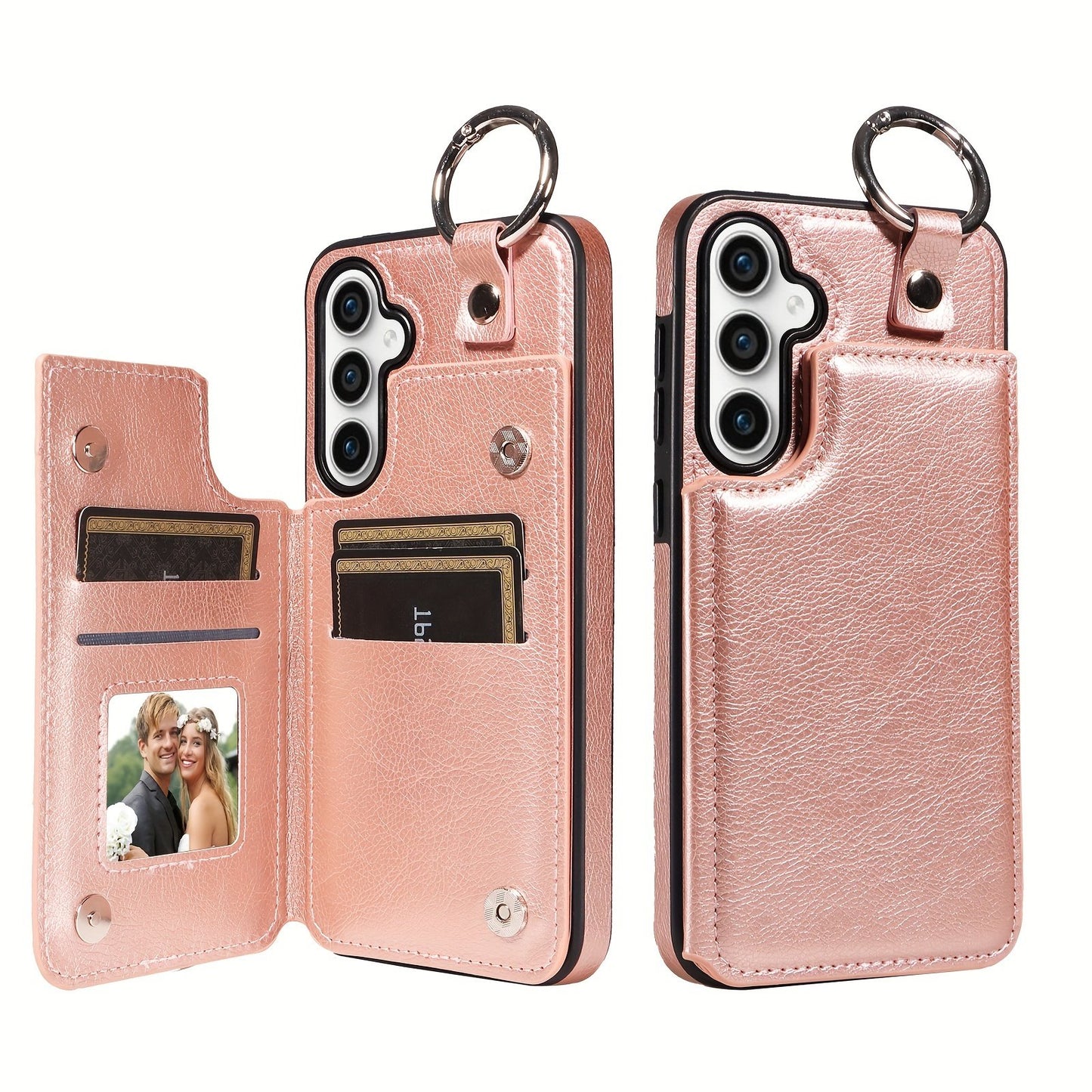 Fashion Wallet Faux Leather Phone Case For Samsung Galaxy S24 S23 S22 Ultra S24 S23 S22 Plus S21 FE S23 FE With Ring Magnetic Double Buckle Flip Credit Card Holder Shockproof Protect Cover