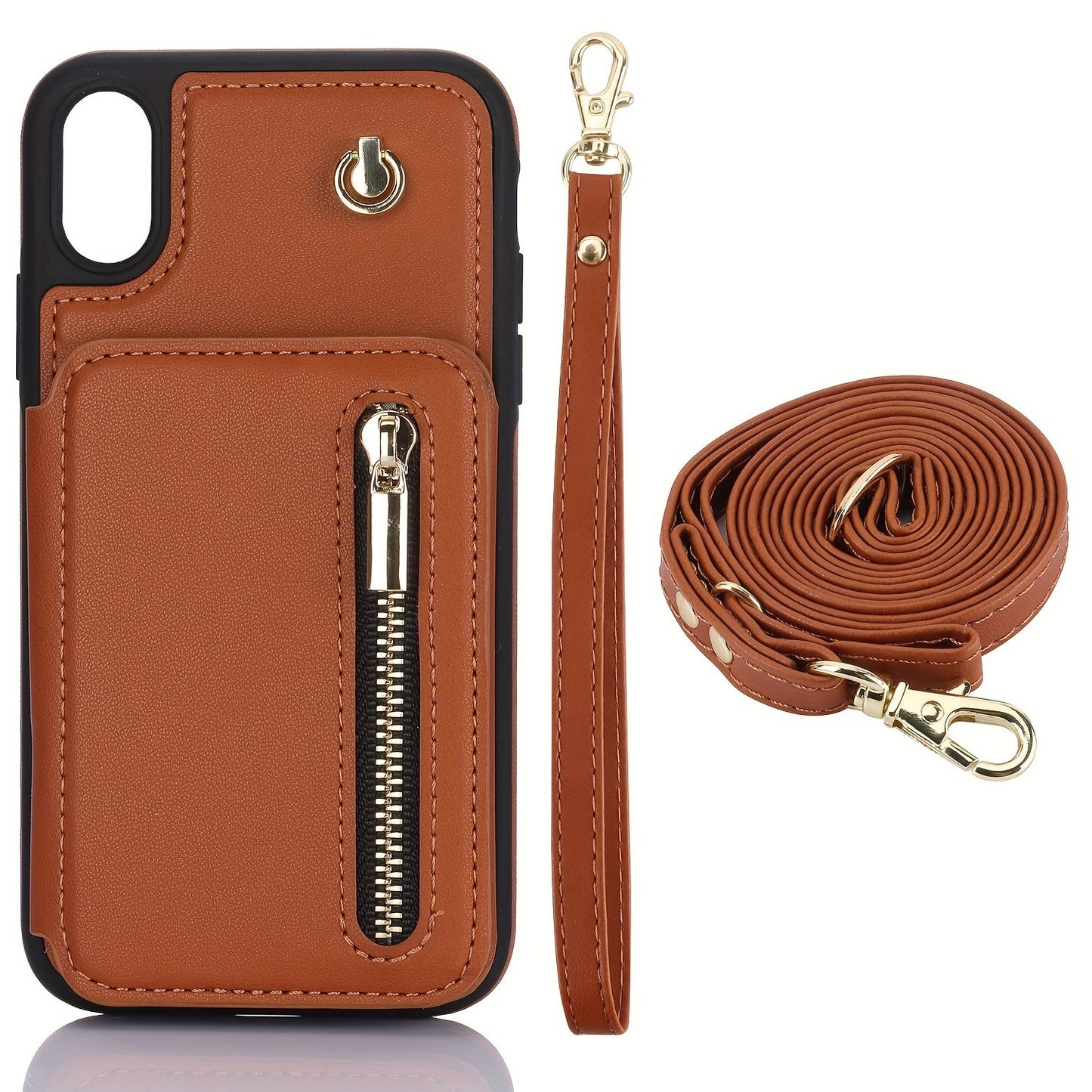 Crossbody PU Leather Back Case For IPhone 15 14 13 12 11 Pro X XS Max XR 8 7 Plus Ultra SE SE2 SE3 5G 2022 2020 Zipper Lanyard Wallet Card Slot Magnetic Stand Phone Cover