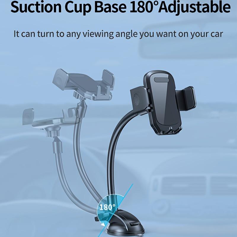 180 Degree Adjustable Car Phone Holder with Strong Suction Cup Base - Securely Mount Your Phone for Safe Driving