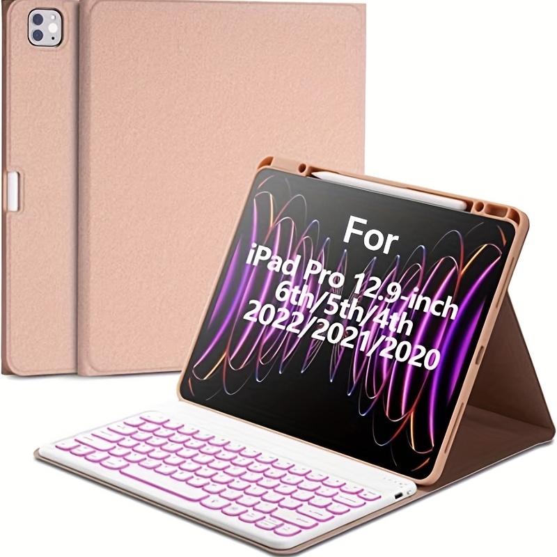For IPad Pro 12.9 Inch Case With Keyboard Compatible For IPad 12.9-inch 2022/2021/2020 (6th/5th/4th Gen) With Pencil Holder, Smart Folio Tablet Cover With 7 Color Backlit Detachable Wireless Keyboard