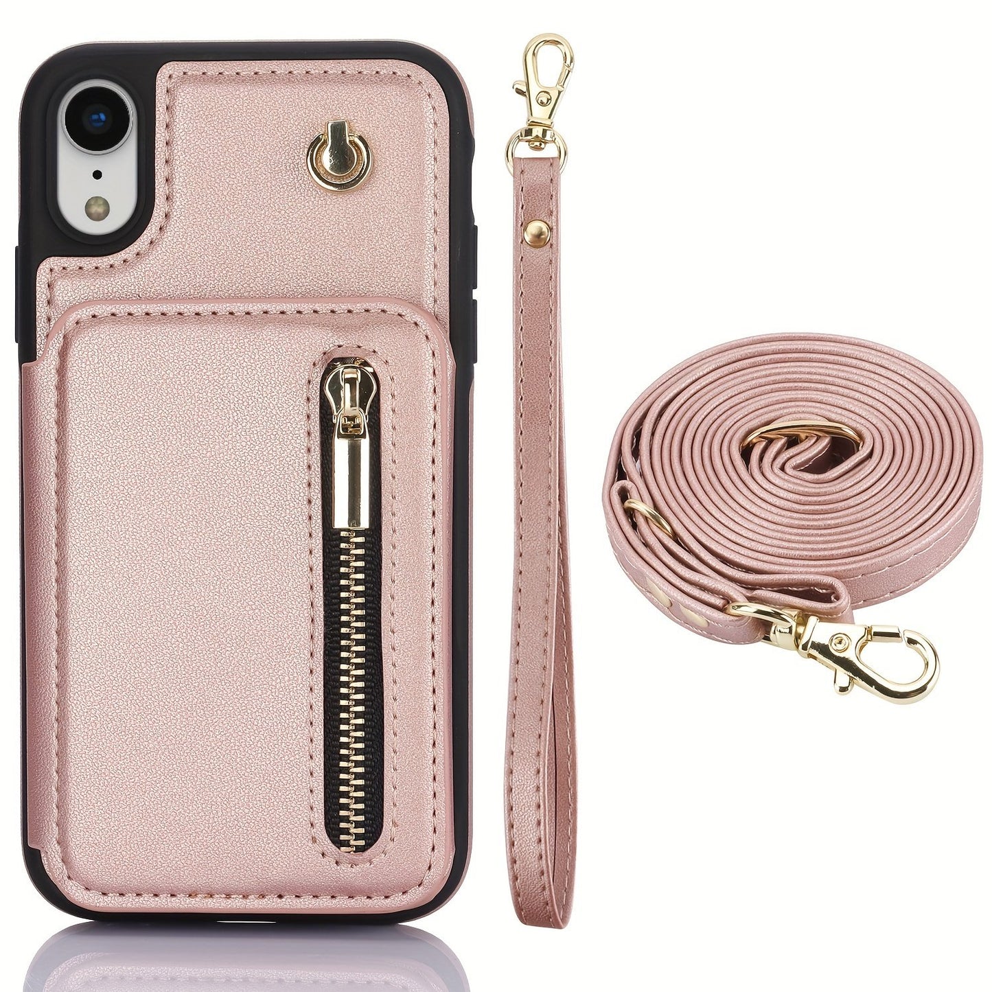 Crossbody PU Leather Back Case For IPhone 15 14 13 12 11 Pro X XS Max XR 8 7 Plus Ultra SE SE2 SE3 5G 2022 2020 Zipper Lanyard Wallet Card Slot Magnetic Stand Phone Cover