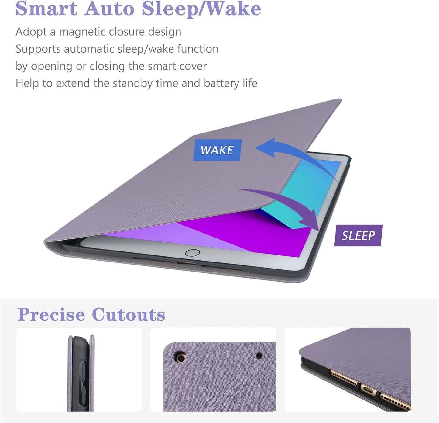 FS FANSONG 10.2 Case for iPad 9th Generation 2021 / 8th Gen 2020 / 7th Gen 2019, Multiple Viewing Angles Business Folio Protective Cover with Pencil Holder Auto Sleep/Wake Purple