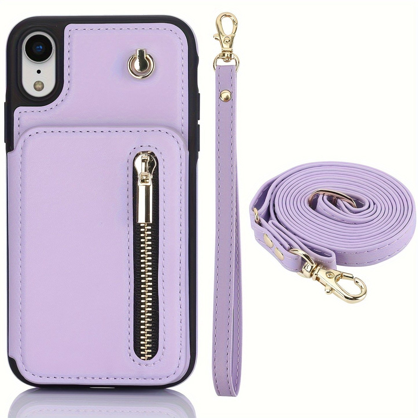 Crossbody PU Leather Back Case For IPhone 15 14 13 12 11 Pro X XS Max XR 8 7 Plus Ultra SE SE2 SE3 5G 2022 2020 Zipper Lanyard Wallet Card Slot Magnetic Stand Phone Cover