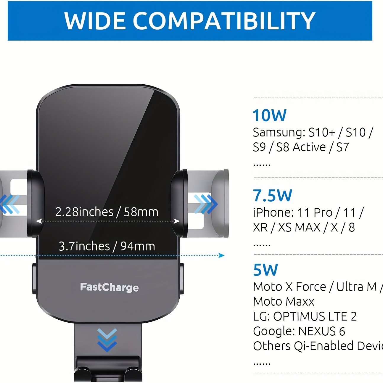 Wireless Car Charger, 15W Fast Charging Auto Clamping Car Charger Phone Mount Phone Holder Fit For IPhone 14 13 12 11 Pro Max Xs, For Samsung Galaxy S23 Ultra S22 S21 S20, S10+ S9+ Note 9, Etc