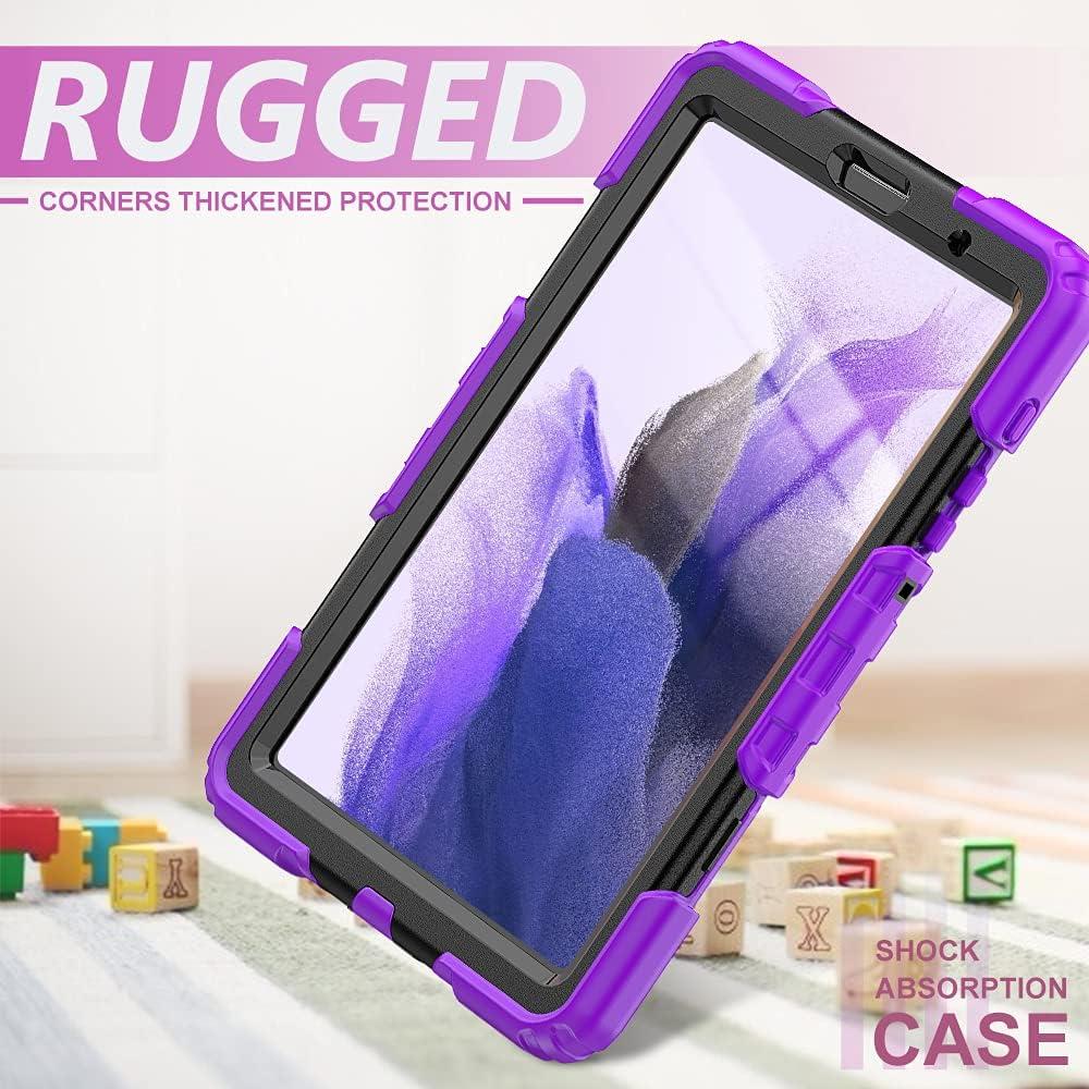 Samsung Galaxy Tab A7 Lite Case 8.7 inch 2021(SM-T220/T225/T227), with Screen Protector Pencil Holder Kids Shockproof Silicone Cover 360 Stand Hand Strap for Galaxy Tablet A7 lite,Purple