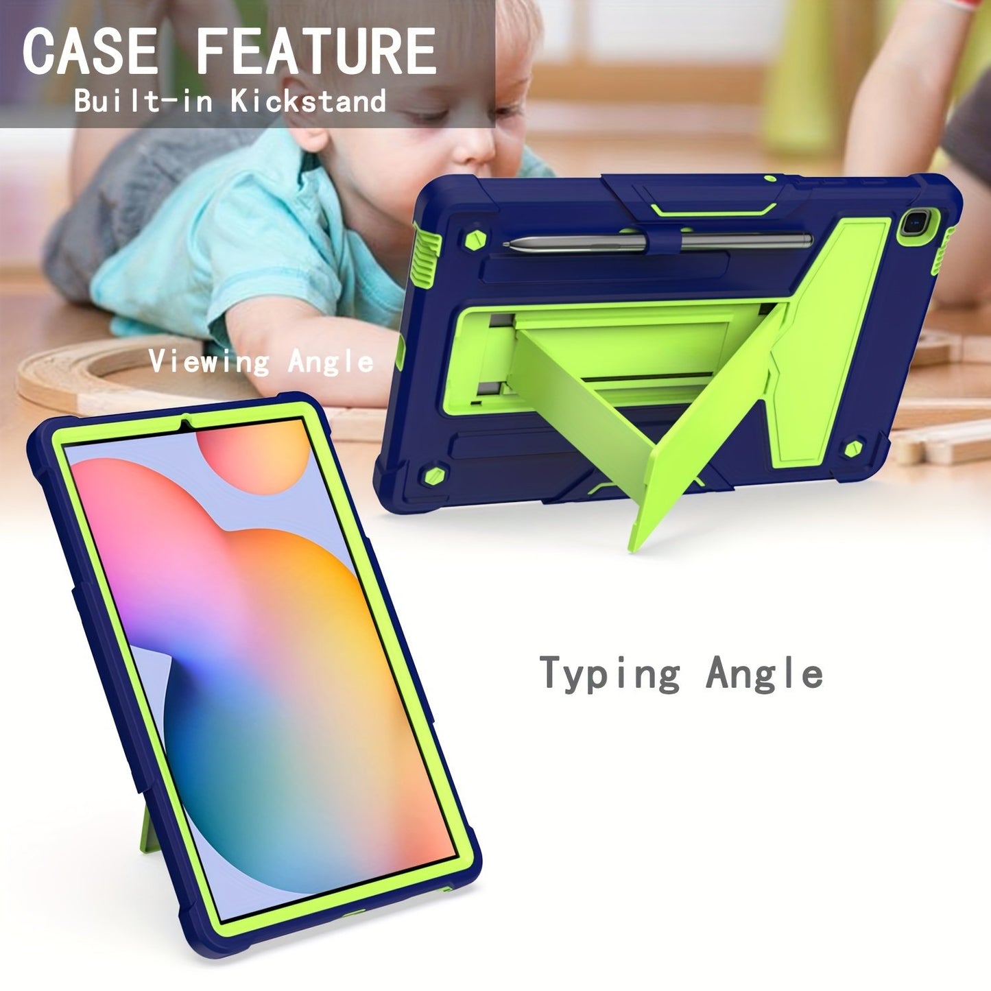 Heavy Duty Case For Samsung Galaxy Tab S6 Lite Case With Kickstand Pen Holder 10.4 Inch 2022/2020 Model (SM-P610/P613/P615/P619