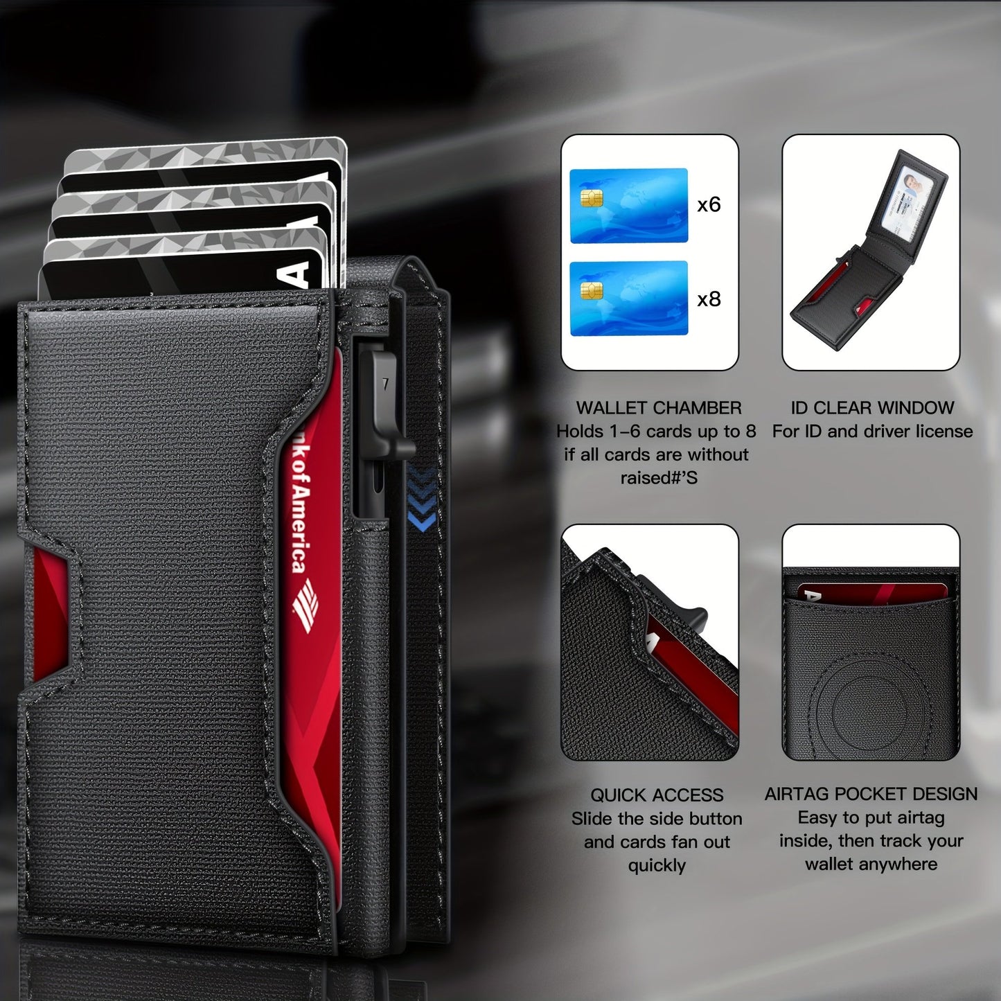 1pc Men's New Multi-functional Credit Card Aluminum Alloy Card Holder, Multi-card Slots Business Wallet