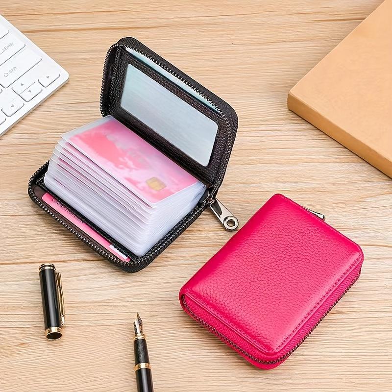 1pc Men's PU Leather 22 Card Slots Wallet, RFID Blocking Large Capacity Business Credit Card Holder, Change Organizer Zipper Mini Purse Card Case