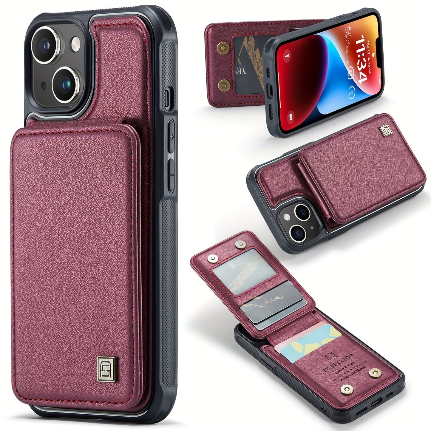 Multifunctional Card Holder And Mobile Phone Case For IPhone 14promax Card Wallet Apple 12mini Adds Anti-theft Compartment IPhone11pro Can Absorb Car Bracket Couple Mobile Phone Case Case