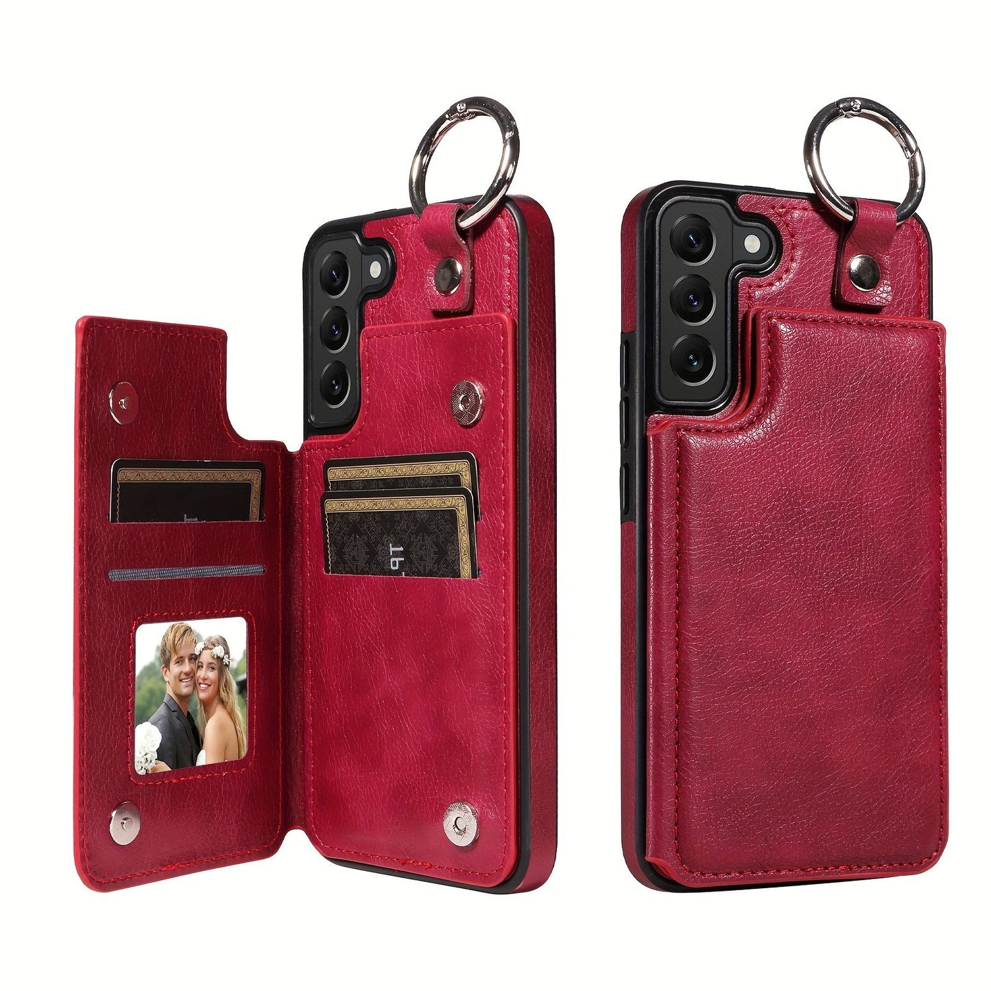 Fashion Wallet Faux Leather Phone Case For Samsung Galaxy S24 S23 S22 Ultra S24 S23 S22 Plus S21 FE S23 FE With Ring Magnetic Double Buckle Flip Credit Card Holder Shockproof Protect Cover