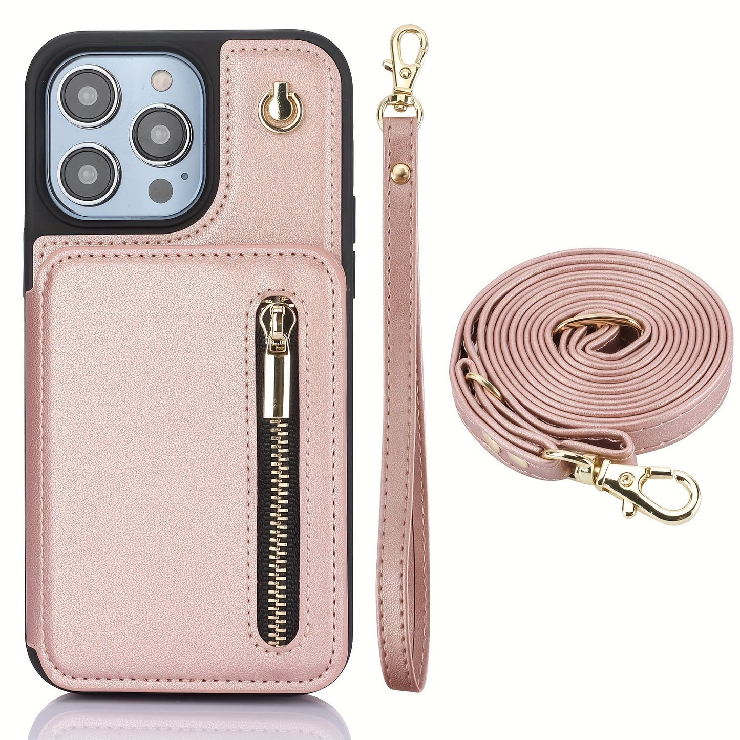 Crossbody PU Leather Back Case For IPhone 15 14 13 12 11 Pro X XS Max XR 8 7 Plus Ultra SE SE2 SE3 5G 2022 2020 Zipper Lanyard Wallet Card Slot Magnetic Stand Phone Cover