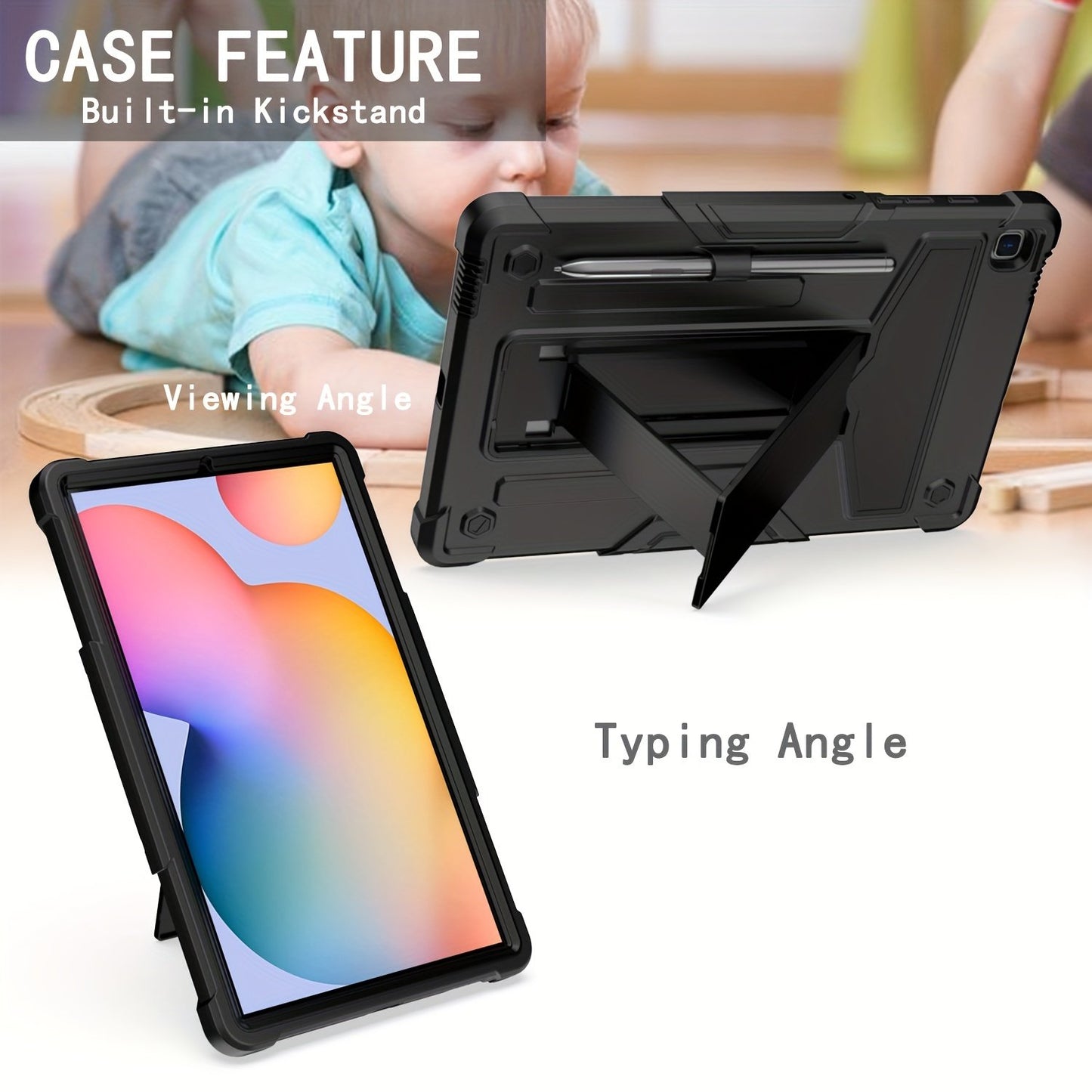 Heavy Duty Case For Samsung Galaxy Tab S6 Lite Case With Kickstand Pen Holder 10.4 Inch 2022/2020 Model (SM-P610/P613/P615/P619