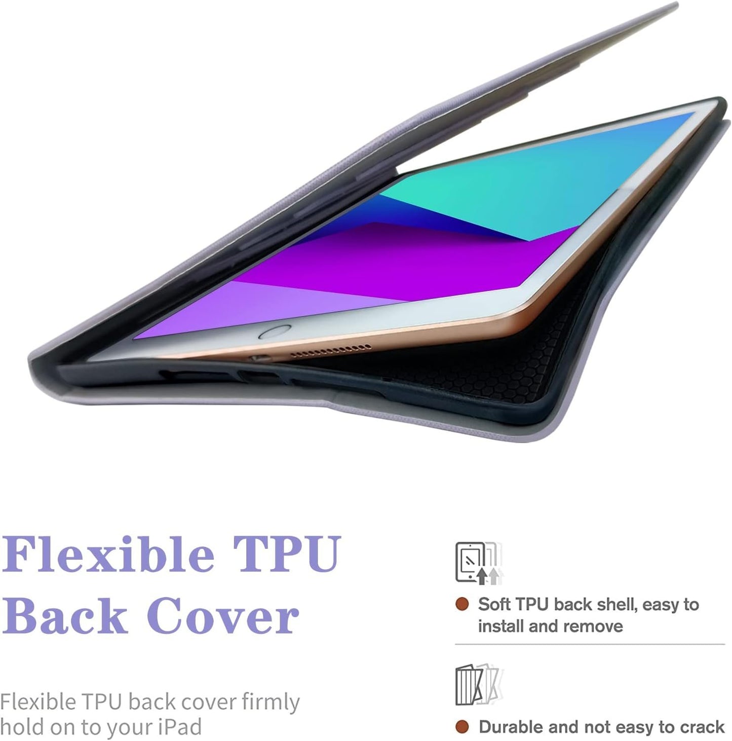 FS FANSONG 10.2 Case for iPad 9th Generation 2021 / 8th Gen 2020 / 7th Gen 2019, Multiple Viewing Angles Business Folio Protective Cover with Pencil Holder Auto Sleep/Wake Purple