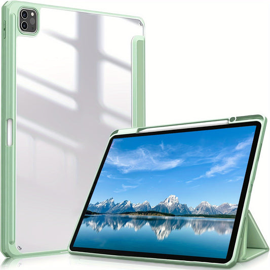 Premium Case For IPad Air 1/Air 2/Air 3/Air 4/Air 5, For IPad 5th/6th/7th/8th/9th/10th Generation, For IPad Pro 12.9 Inch 2020/2021/2022, For IPad Pro 11 Inch 2018/2020/2021/2022 With Pen Holder,  Shockproof Cover W/Clear Transparen