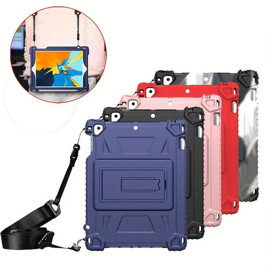 Protective Tablet Case With Pen Slot And Adjustable Stand For IPad 9.7 Inches, Equipped With Shoulder Strap.Made Of Soft Silicone Material For Anti-slip And Shockproof Protection.Heavy-duty Protection Suitable For IPad 6th/5th Generation 9.7