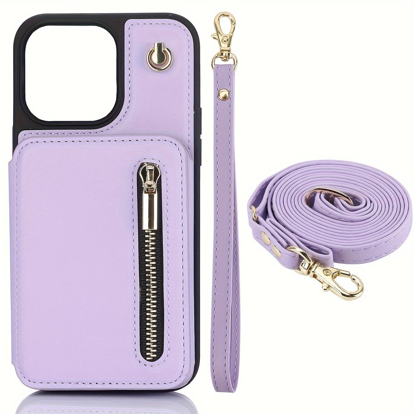 Crossbody PU Leather Back Case For IPhone 15 14 13 12 11 Pro X XS Max XR 8 7 Plus Ultra SE SE2 SE3 5G 2022 2020 Zipper Lanyard Wallet Card Slot Magnetic Stand Phone Cover