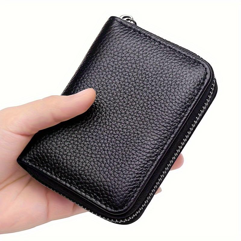 1pc Men's PU Leather 22 Card Slots Wallet, RFID Blocking Large Capacity Business Credit Card Holder, Change Organizer Zipper Mini Purse Card Case