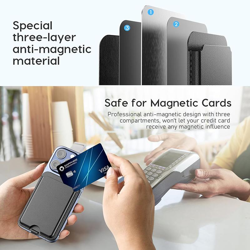 Vegan Leather Phone Wallet Stand Magnetic Card Wallet Organizer Card Holder Secure Design for iPhone mobile magnetic card holder