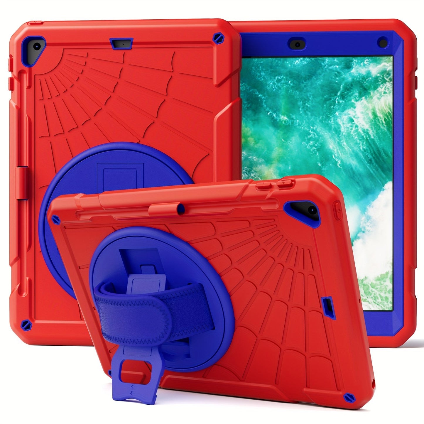 Suitable For IPad 5th/6th 9.7-inch 2017 And 2018 Model Year Protective Cases, Air2/pro9.7 Silicone Handheld Rotatable Stand With Screen Protector, Hand Strap Protective Case, And Anti Drop Protective Case