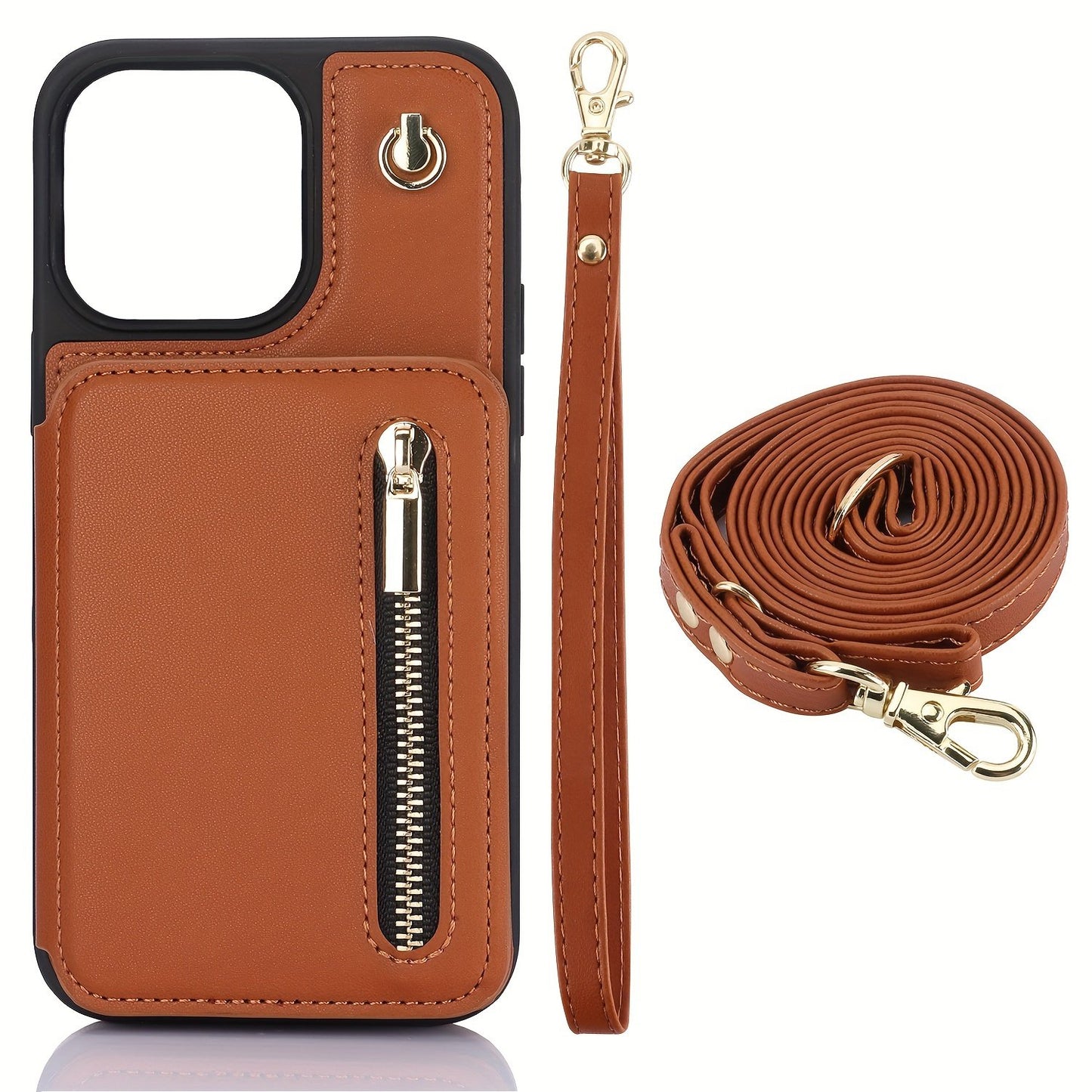 Crossbody PU Leather Back Case For IPhone 15 14 13 12 11 Pro X XS Max XR 8 7 Plus Ultra SE SE2 SE3 5G 2022 2020 Zipper Lanyard Wallet Card Slot Magnetic Stand Phone Cover