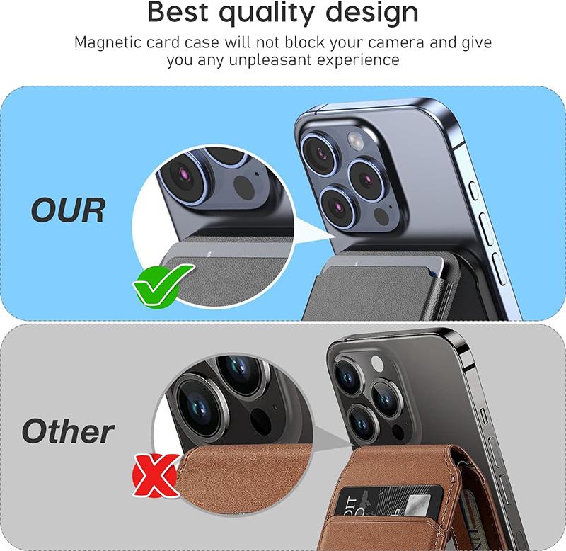 Vegan Leather Phone Wallet Stand Magnetic Card Wallet Organizer Card Holder Secure Design for iPhone mobile magnetic card holder