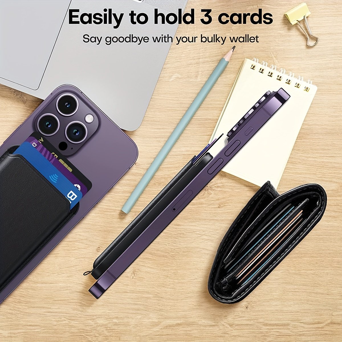Magnetic Card Wallet Holder PU Leather MagSafe Wallet Stand, Compatible With IPhone 14/13/12 Series Not With IPhone 13 Mini/ 12 Mini Not For Non-Magnetic Cases