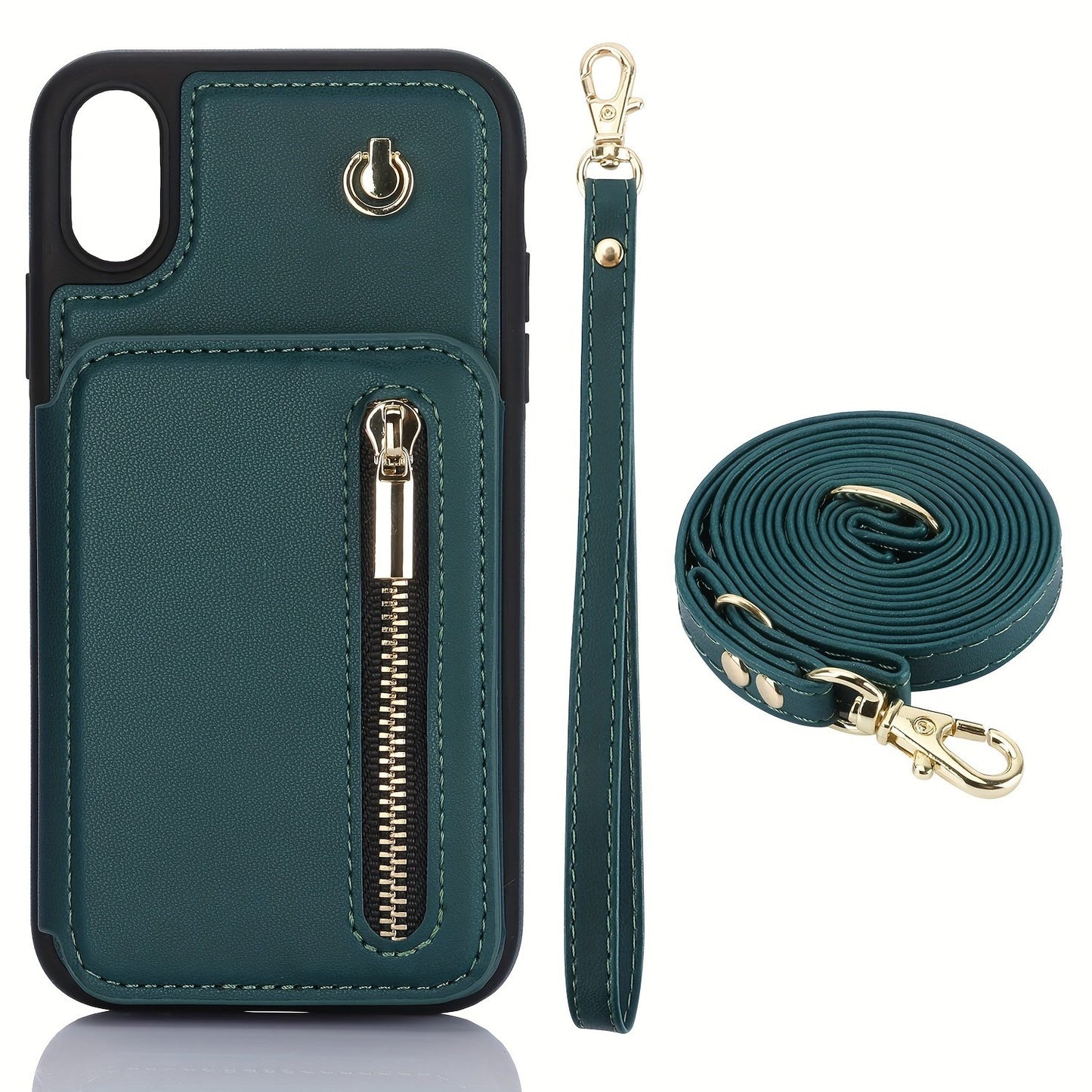 Crossbody PU Leather Back Case For IPhone 15 14 13 12 11 Pro X XS Max XR 8 7 Plus Ultra SE SE2 SE3 5G 2022 2020 Zipper Lanyard Wallet Card Slot Magnetic Stand Phone Cover