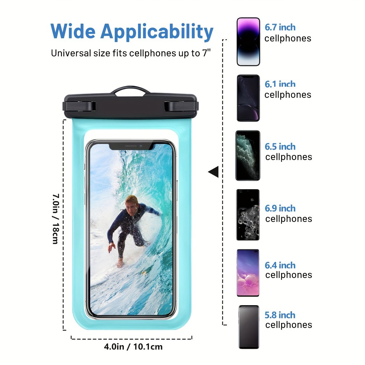 2 Pieces Universal Waterproof Phone Pouch - Waterproof Case For IPhone 14 13 12 11 Pro Max XS Plus Galaxy Cellphone Up To 7.0" Waterproof Cellphone Dry Bag Beach Vacation Essentials