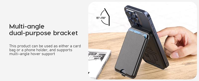 Vegan Leather Phone Wallet Stand Magnetic Card Wallet Organizer Card Holder Secure Design for iPhone mobile magnetic card holder