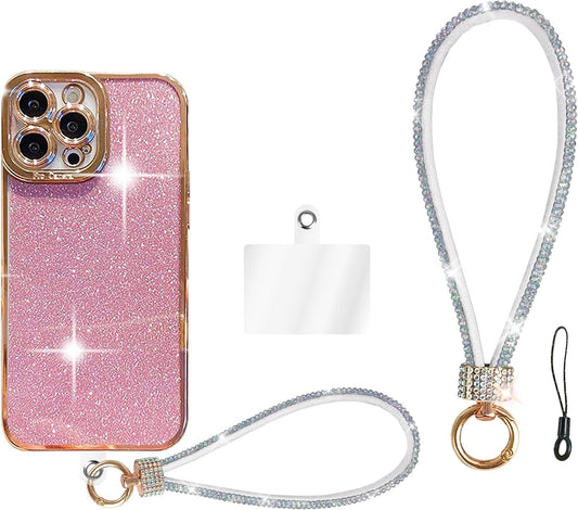 Diamond Wrist Strap Phone Lanyard Rhinestone Bling Glitter Lanyard With Phone Tether Tab Phone Wristlet Strap