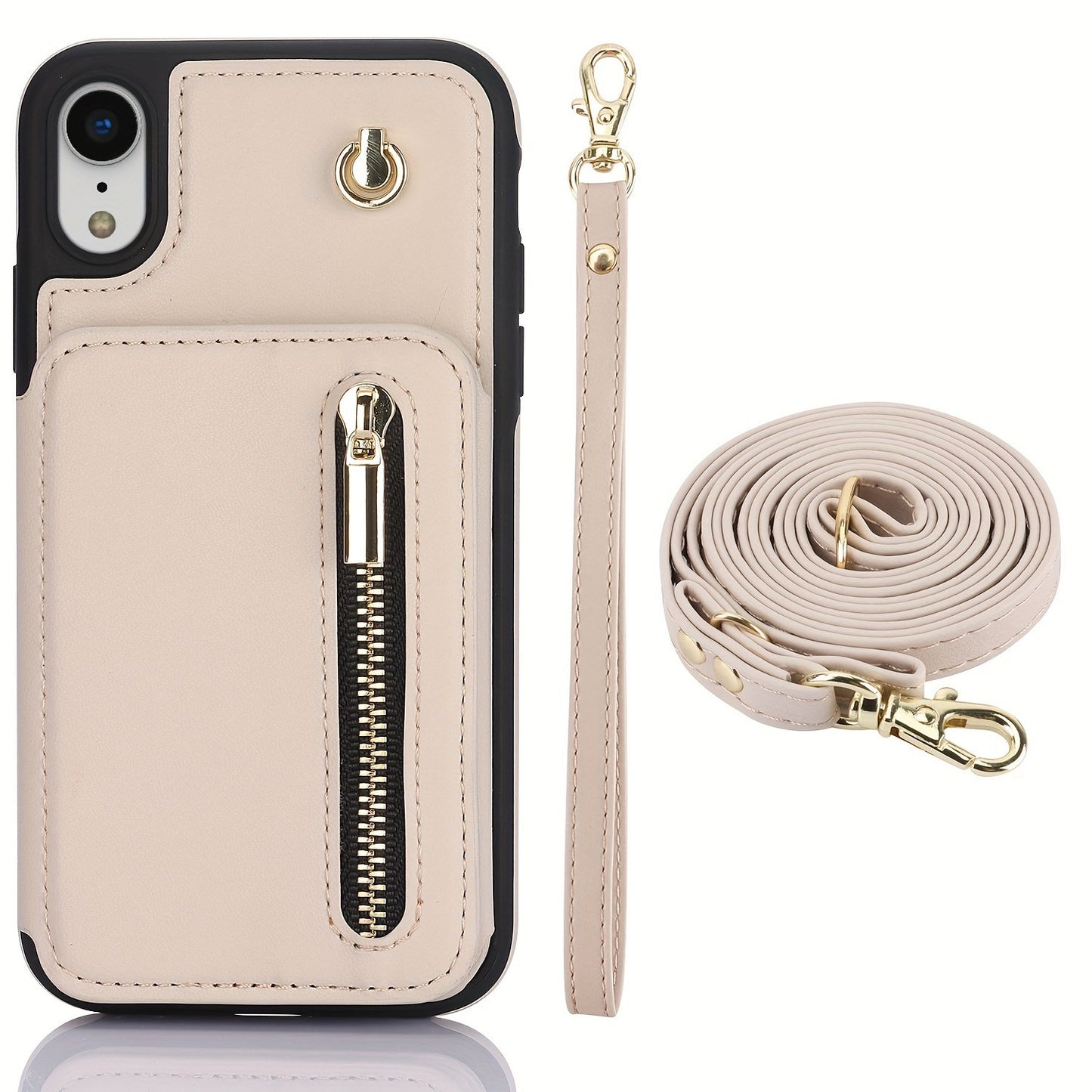 Crossbody PU Leather Back Case For IPhone 15 14 13 12 11 Pro X XS Max XR 8 7 Plus Ultra SE SE2 SE3 5G 2022 2020 Zipper Lanyard Wallet Card Slot Magnetic Stand Phone Cover