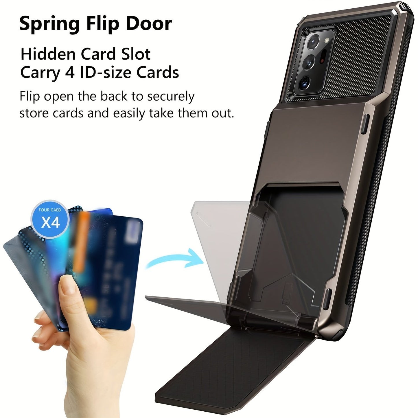 For Samsung Galaxy Note 20 Ultra Note 8/9 Note 10 Pro Case 5G Wallet 4-Card Flip Cover Credit Card Holder Slot Back Pocket Dual Layer Protective Hybrid Hard Shell Bumper Armor Case