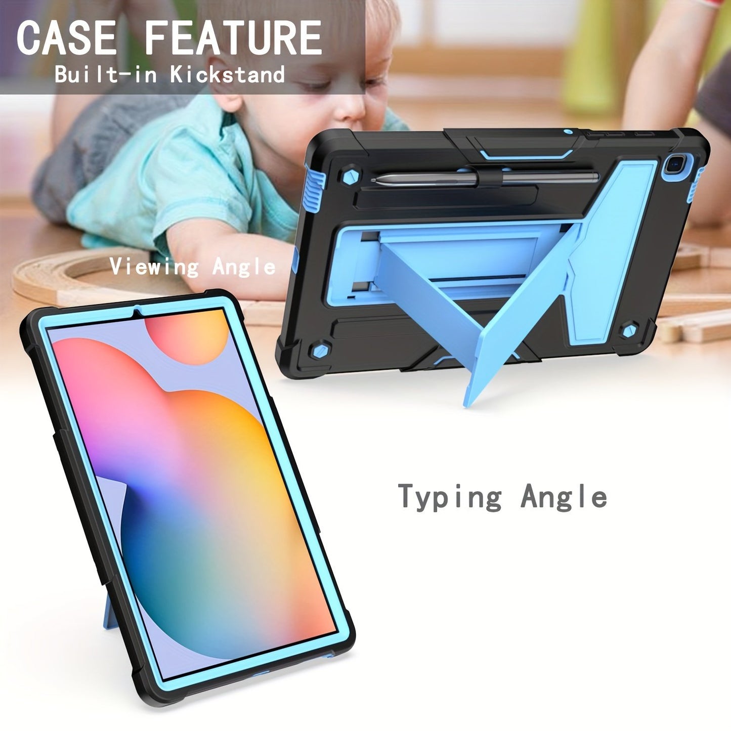 Heavy Duty Case For Samsung Galaxy Tab S6 Lite Case With Kickstand Pen Holder 10.4 Inch 2022/2020 Model (SM-P610/P613/P615/P619