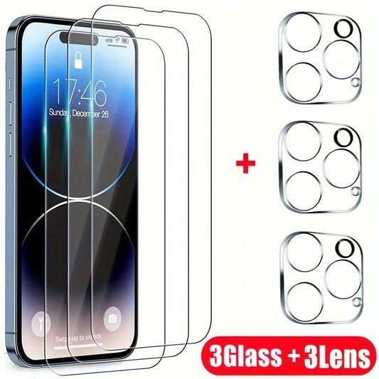 6-in-1 Full Cover Screen Protector For IPhone 15 11 12 13 Mini 14 Pro Max Tempered Glass For IPhone 14 15 Plus