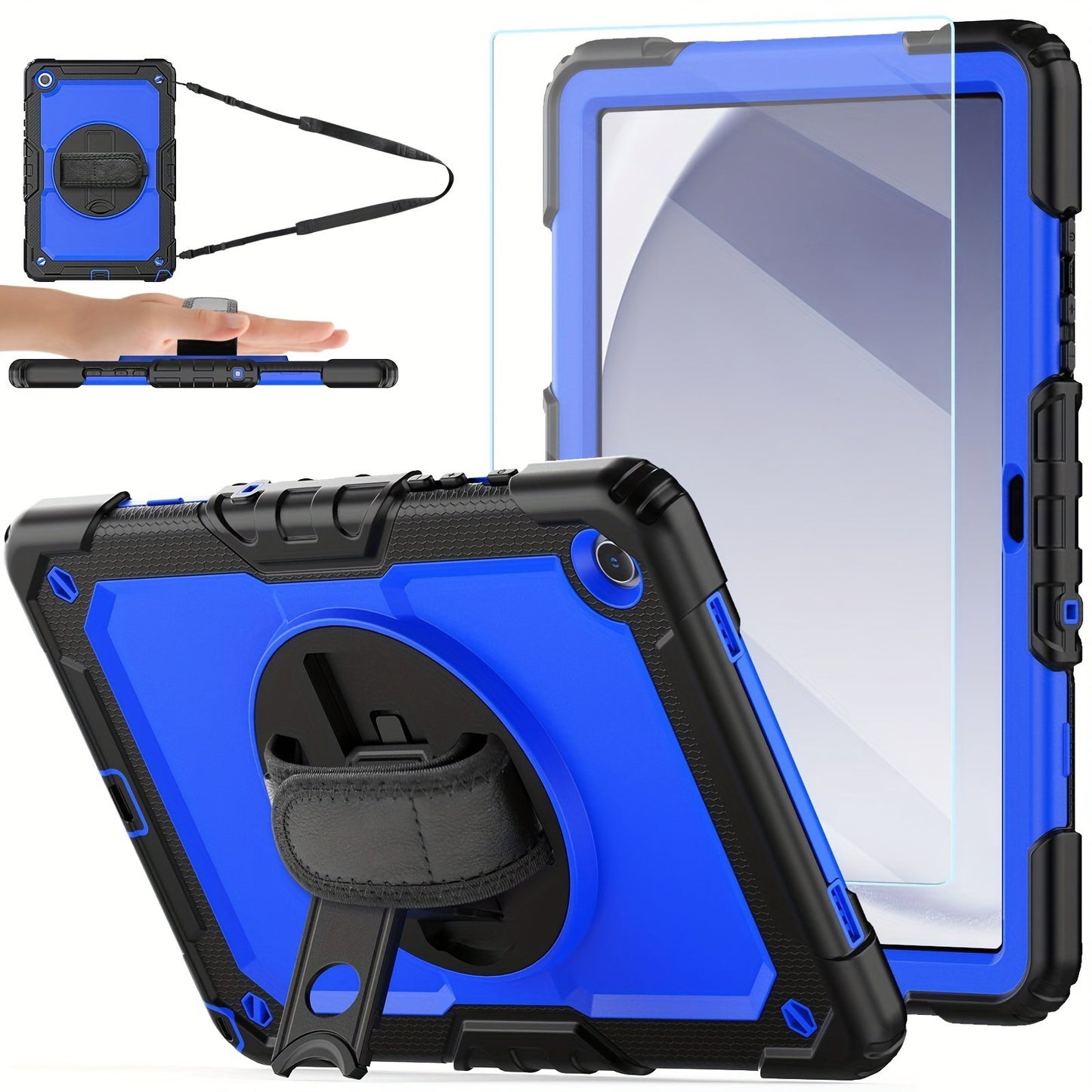 Case for Samsung Galaxy Tab A9 Plus 11 Inch 2023 with Tempered Glass Screen Protector Pencil Holder, Cover for Galaxy A9+ Plus Tablet with Shoulder Strap Hand Strap&Stand