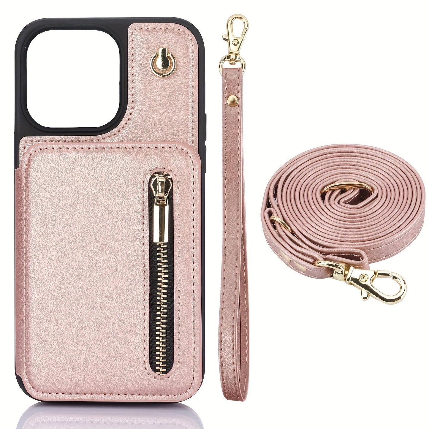 Crossbody PU Leather Back Case For IPhone 15 14 13 12 11 Pro X XS Max XR 8 7 Plus Ultra SE SE2 SE3 5G 2022 2020 Zipper Lanyard Wallet Card Slot Magnetic Stand Phone Cover