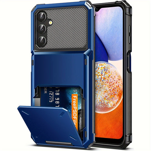 For Samsung Galaxy A14 5G Case Wallet 5 Credit Card Holder ID Slot Flip Cover Wallet Case Back Pocket Protective Hard Shell Rubber Bumper Armor
