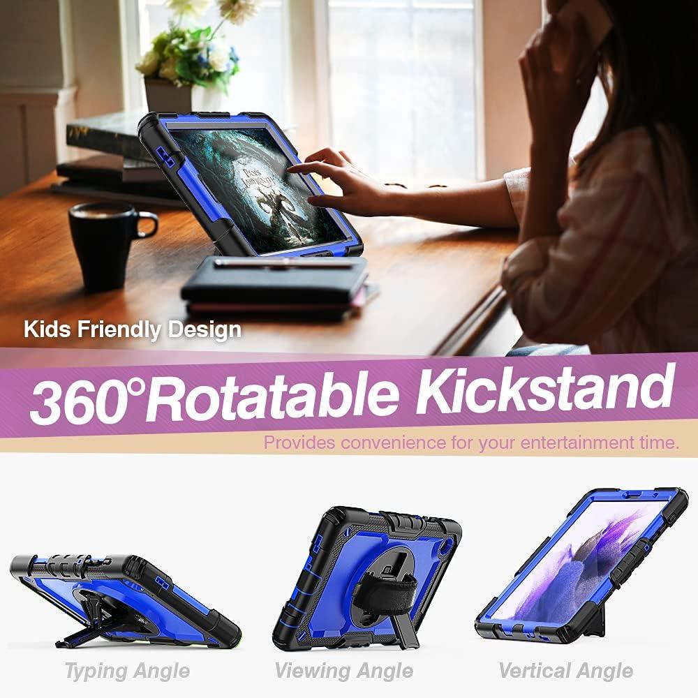 Samsung Galaxy Tab A7 Lite Case 8.7 inch 2021(SM-T220/T225/T227), with Screen Protector Pencil Holder Kids Shockproof Silicone Cover 360 Stand Hand Strap for Galaxy Tablet A7 lite,Purple