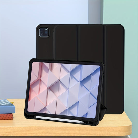 A Solid Color With A Pen Slot And Anti-drop Corners, Magnetic Sleep, Three-fold, Two Types Of Bracket, Honeycomb Heat Dissipation Bottom Shell Tablet Protective Cover Suitable For Mini4/mini5th/mini6/9.7/10.2/10.5/10.9/11/10th/12.9 Apple Models, Different